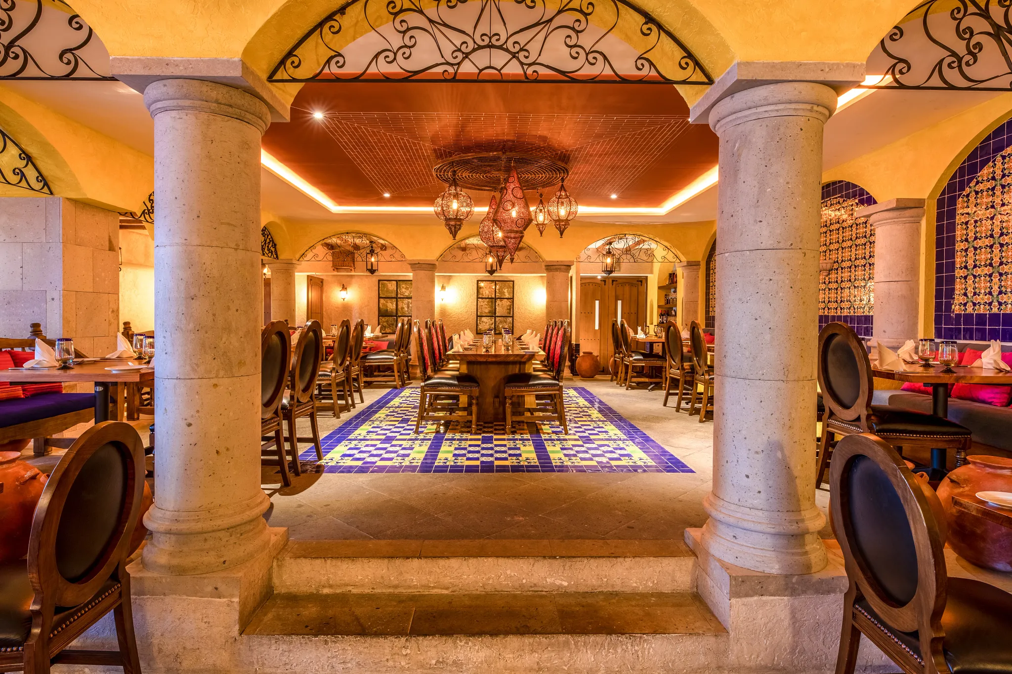 Casa de Rosa restaurant at Sunscape Cancun Resort & Spa featuring elegant dining décor, warm lighting, and a romantic coastal ambiance.